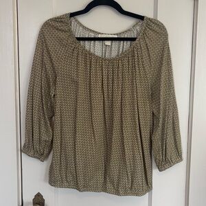 Michael Kors Medium Yellow Chain Print Blouse 3/4 Sleeve